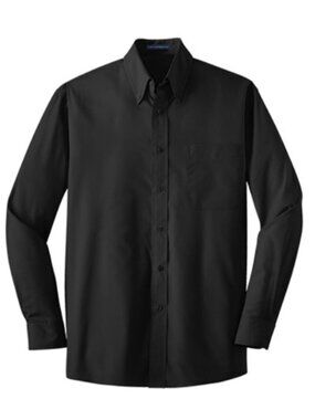 Port Authority S632 Poplin Long Sleeve Button Down Shirts - Black